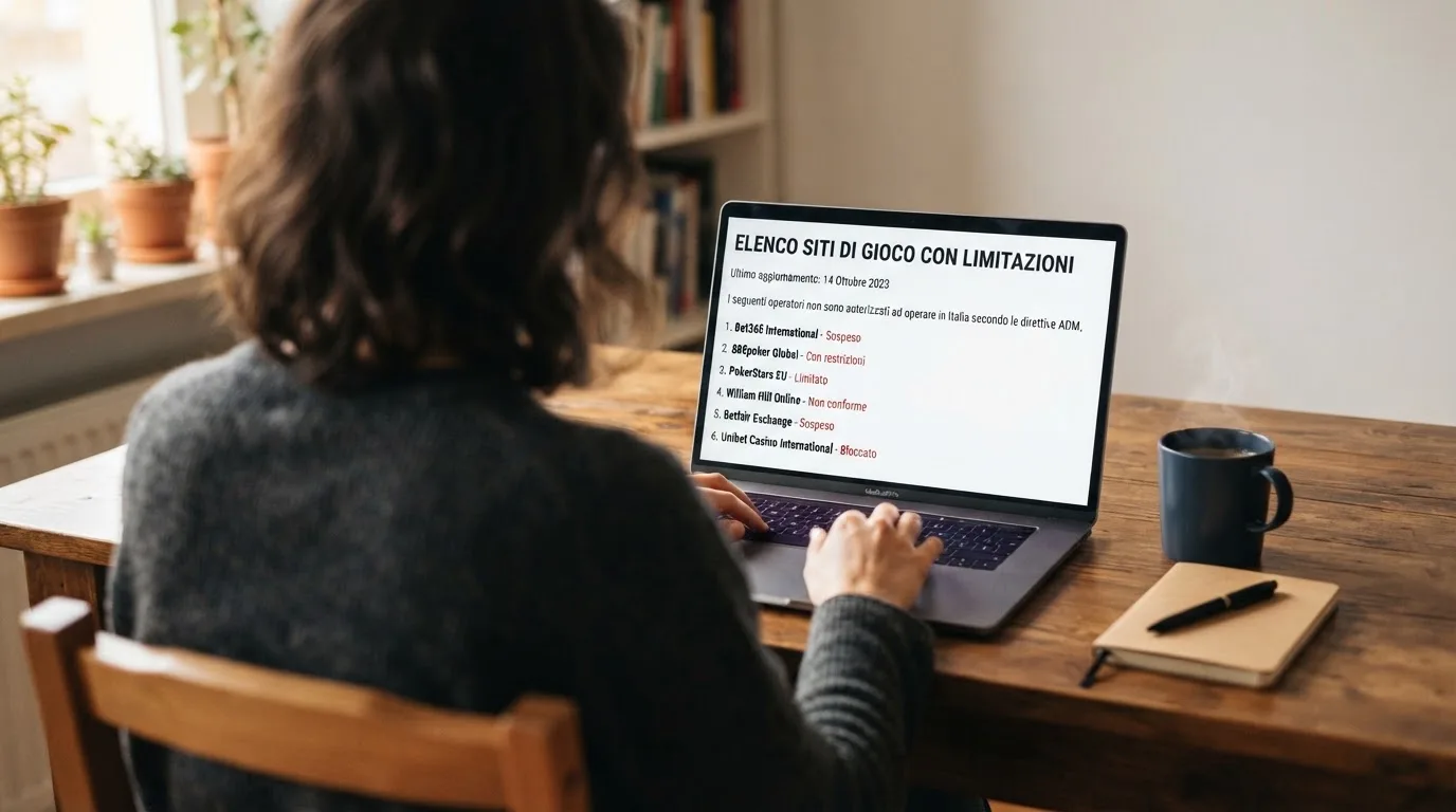 Persona davanti a un portatile che legge una pagina informativa sul gioco online in Italia — big time gaming live casino italia