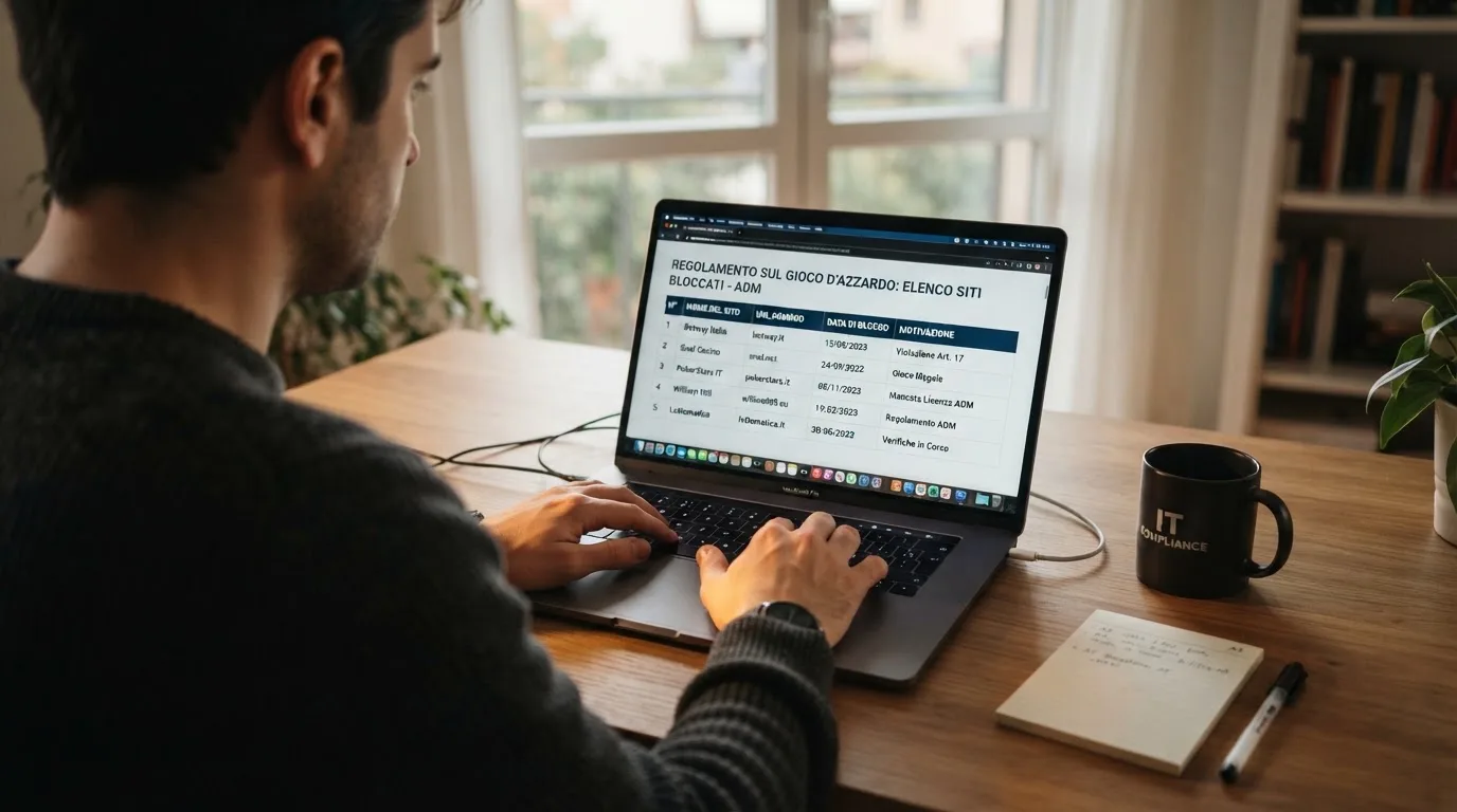 Persona davanti a un portatile che legge una pagina informativa sul gioco online in Italia — casino online italiani autorizzati aams